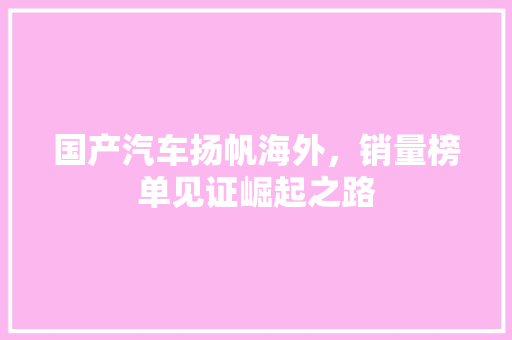 国产汽车扬帆海外，销量榜单见证崛起之路