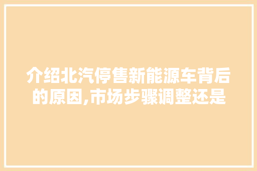 介绍北汽停售新能源车背后的原因,市场步骤调整还是技术难题