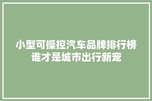 小型可操控汽车品牌排行榜谁才是城市出行新宠