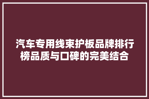 汽车专用线束护板品牌排行榜品质与口碑的完美结合