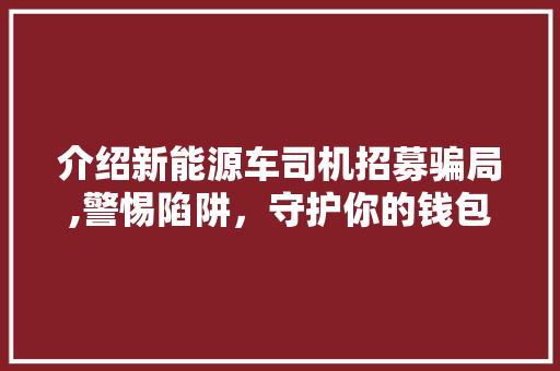 介绍新能源车司机招募骗局,警惕陷阱，守护你的钱包