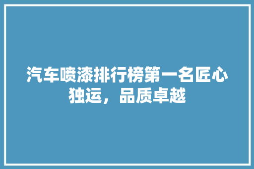 汽车喷漆排行榜第一名匠心独运，品质卓越