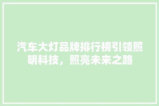 汽车大灯品牌排行榜引领照明科技，照亮未来之路