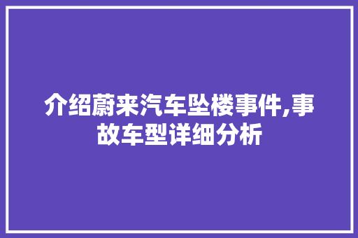 介绍蔚来汽车坠楼事件,事故车型详细分析