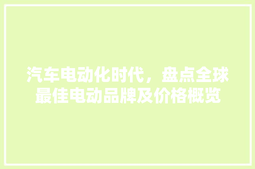 汽车电动化时代，盘点全球最佳电动品牌及价格概览